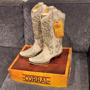 Corral Cowgirl Glitter Inlay & Crystal Boots - NEW - Size 9M